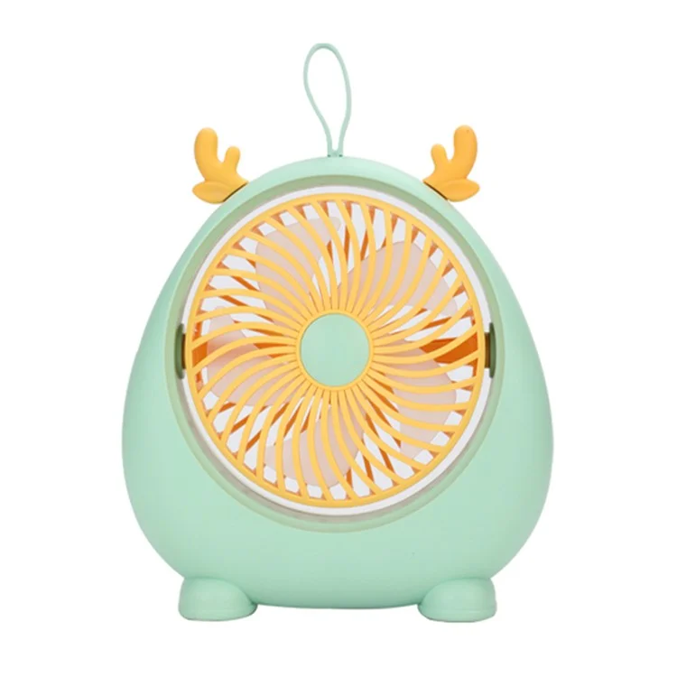MEILISOON Rechargeable Summer Mini Desktop Fan Cooler Cute Cartoon 2-Speed Cooling Fan - Green