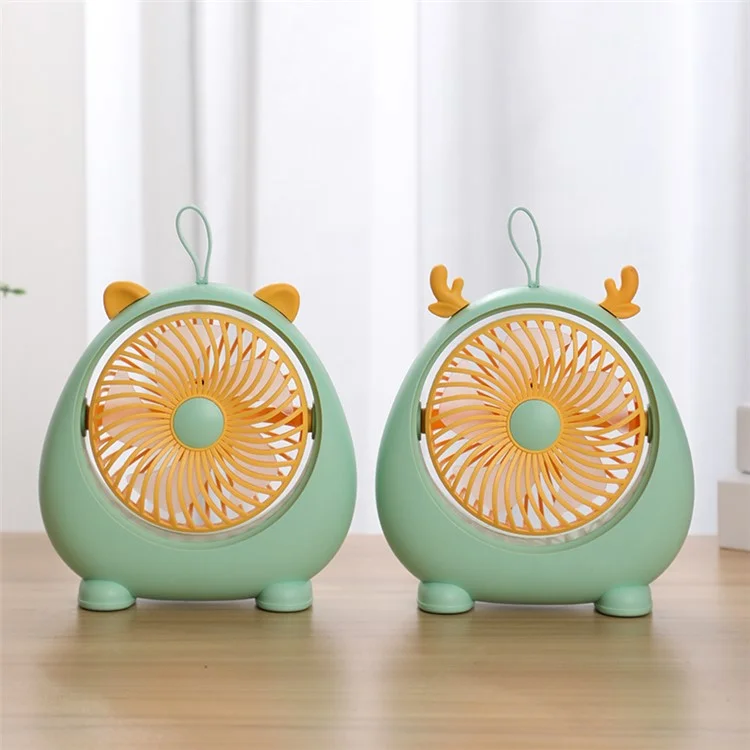 MEILISOON Rechargeable Summer Mini Desktop Fan Cooler Cute Cartoon 2-Speed Cooling Fan - Green