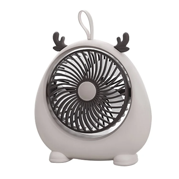 MEILISOON Ventilateur de bureau d'été rechargeable Ventilateur de refroidissement mignon de bande dessinée 2 vitesses - Blanc