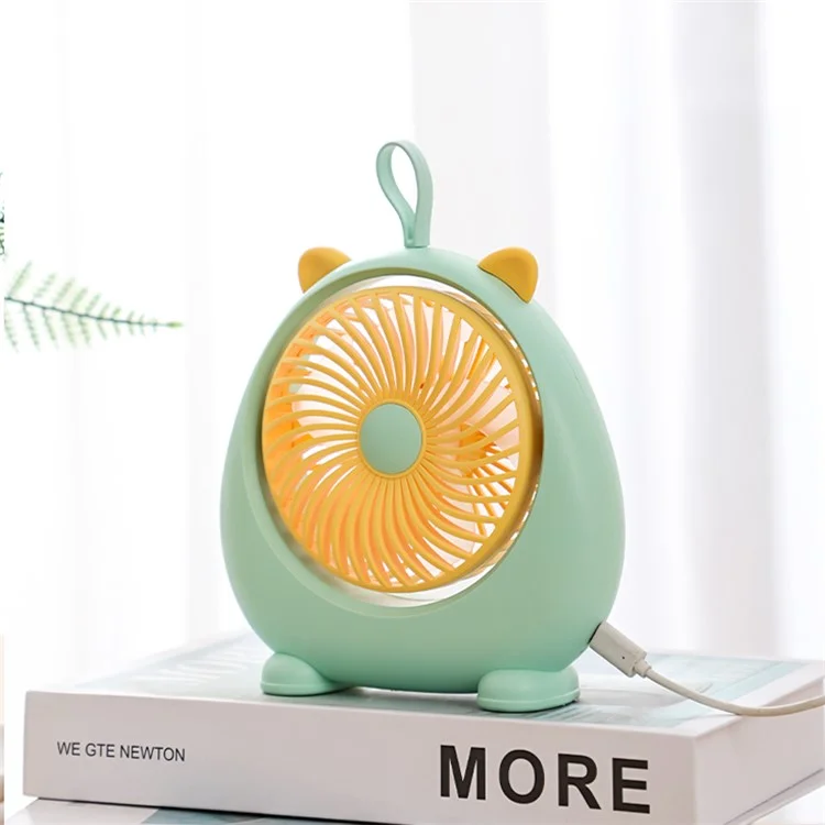 MEILISOON Ventilateur de bureau d'été rechargeable Ventilateur de refroidissement mignon de bande dessinée 2 vitesses - Blanc