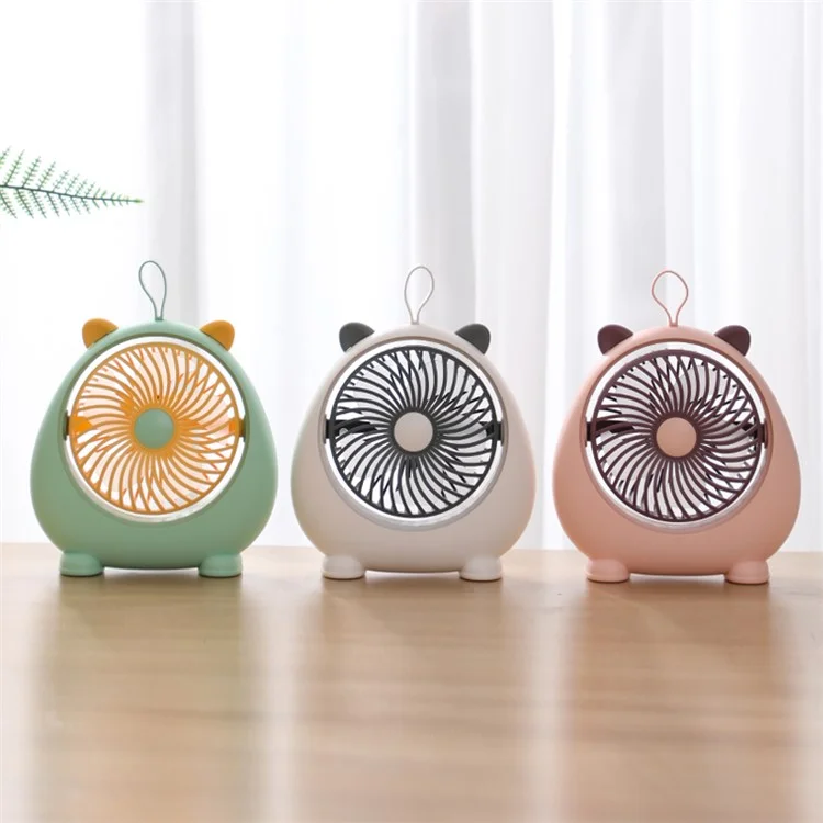 MEILISOON Ventilateur de bureau d'été rechargeable Ventilateur de refroidissement mignon de bande dessinée 2 vitesses - Blanc