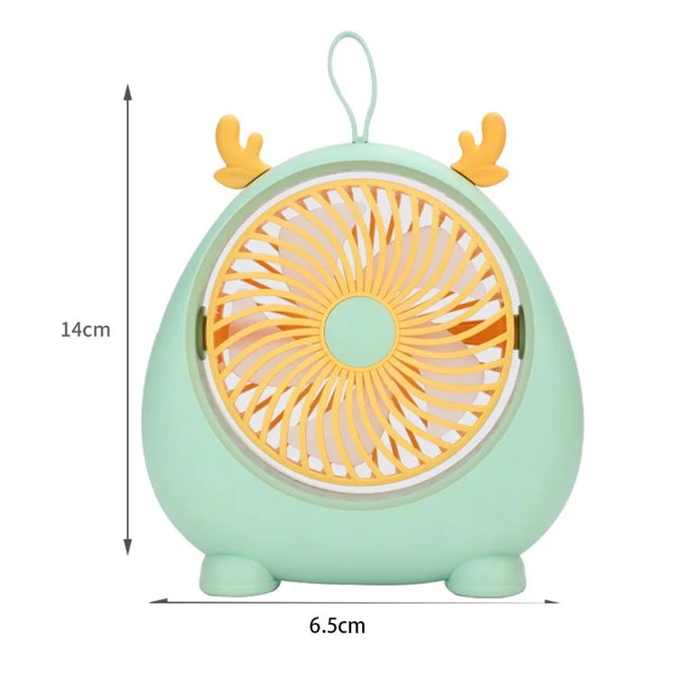 MEILISOON Ventilateur de bureau d'été rechargeable Ventilateur de refroidissement mignon de bande dessinée 2 vitesses - Blanc