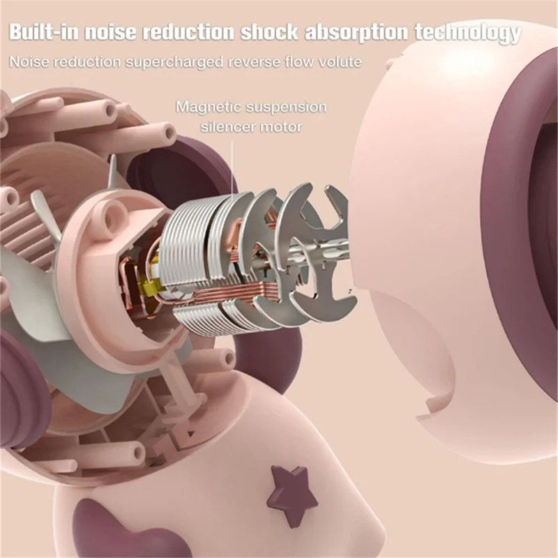 Astronaut Shape Small Fan 3 Gears Low Noise Portable Handheld Fan with Keychain - Pink