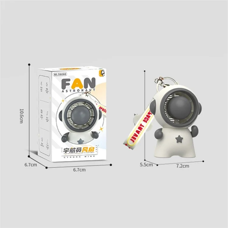 Astronaut Shape Small Fan 3 Gears Low Noise Portable Handheld Fan with Keychain - White