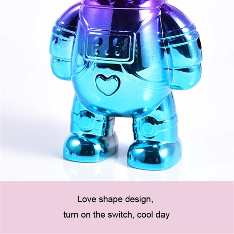 Electroplating Astronaut ABS Mini Handheld Desktop Fan Summer Fan Cooler with Gradient Light - Purple