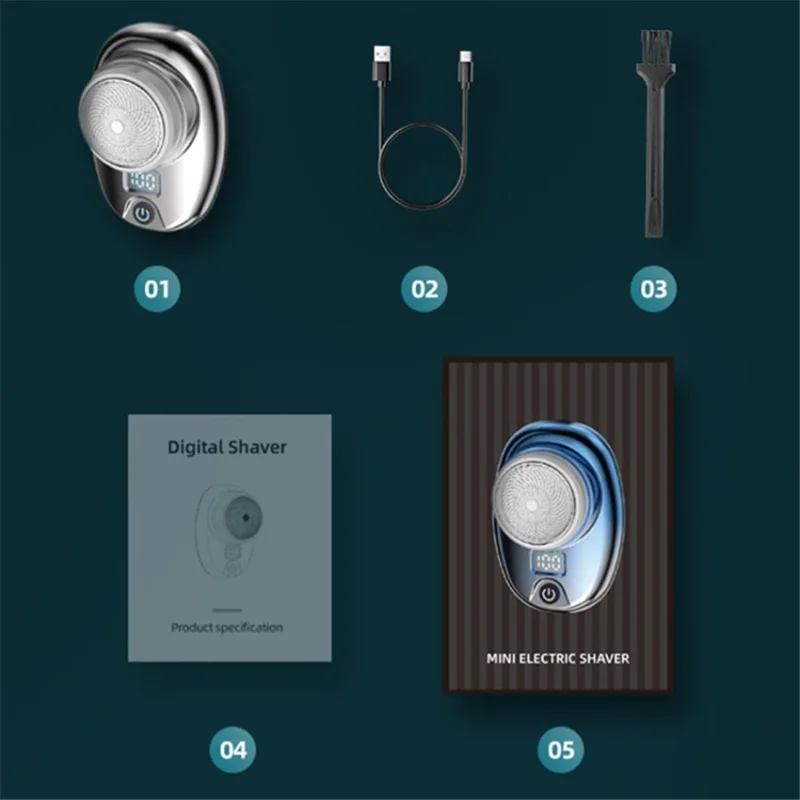 ماكينة حلاقة كهربائية محمولة بشاشة رقمية صغيرة مقاومة للماء قابلة لإعادة الشحن بدون سلك - أزرق تدريجي