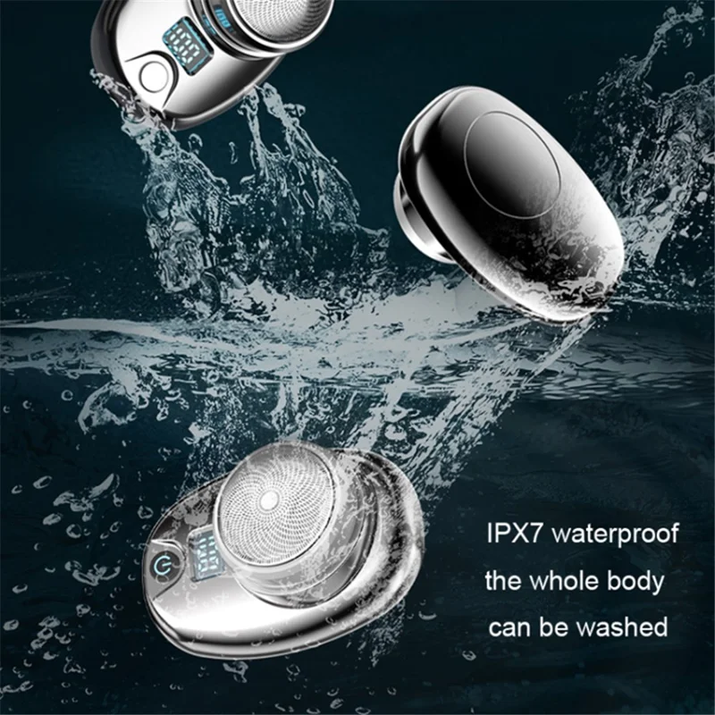 Portable Electric Razor Digital Display Mini Waterproof ABS Rechargeable Cordless Shaver - Gradient Black