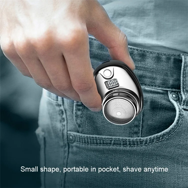 Portable Electric Razor Digital Display Mini Waterproof ABS Rechargeable Cordless Shaver - Gold