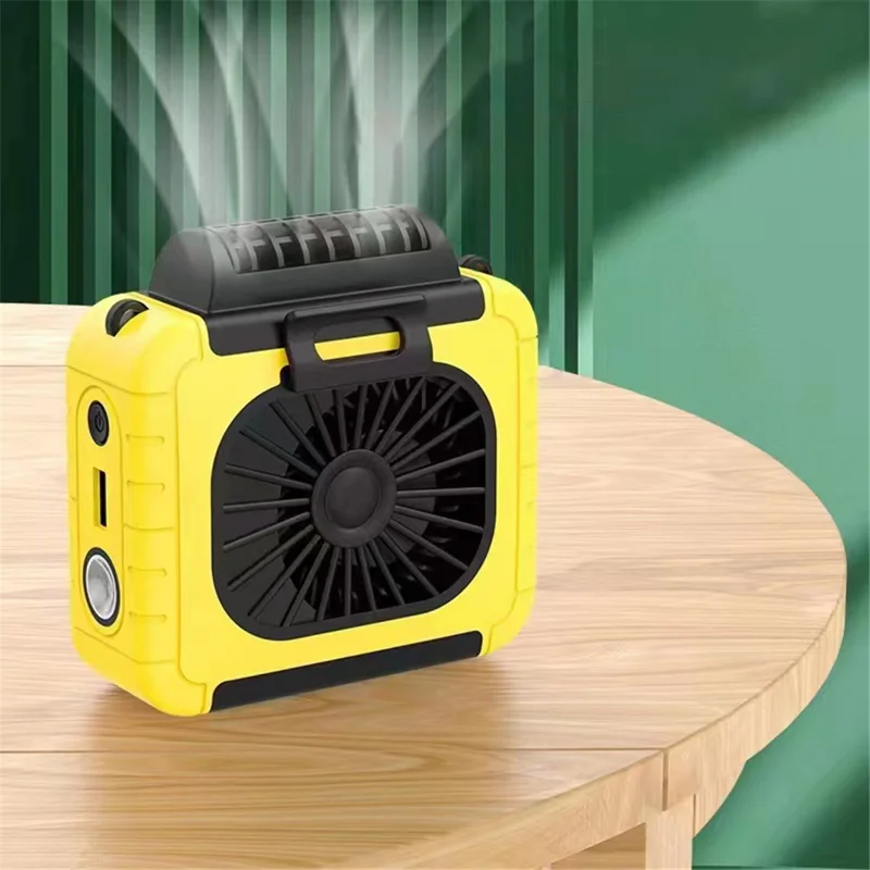 Hanging Neck Fan Summer Cooling Fan 6000mAh Emergency Phone Power Bank - Yellow