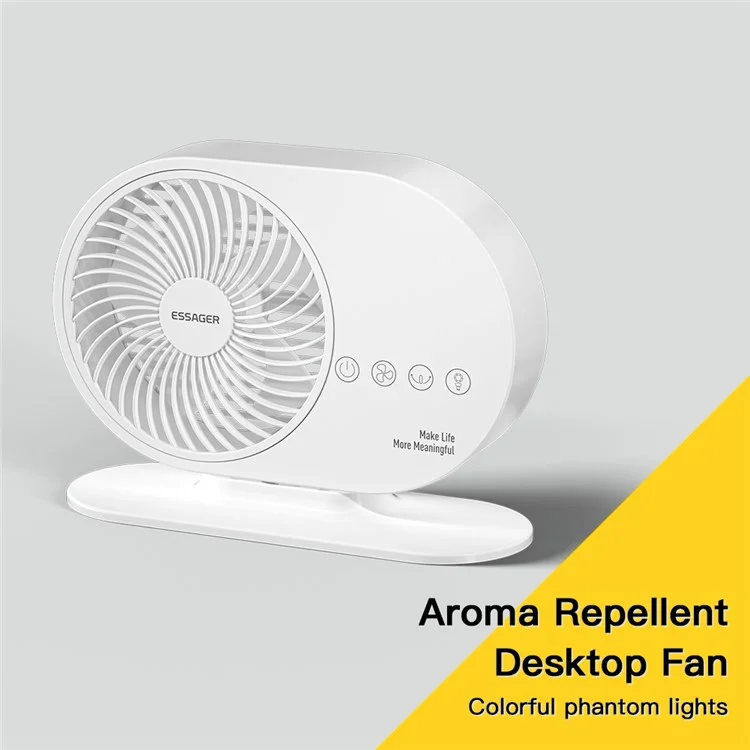 Ventilateur électrique de bureau à design rotatif ESSAGER, 3 niveaux de vitesse de vent, refroidisseur d'été pour la maison et le bureau
