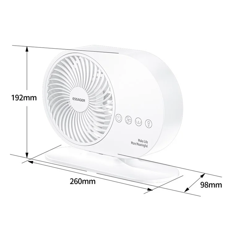 Ventilateur électrique de bureau à design rotatif ESSAGER, 3 niveaux de vitesse de vent, refroidisseur d'été pour la maison et le bureau