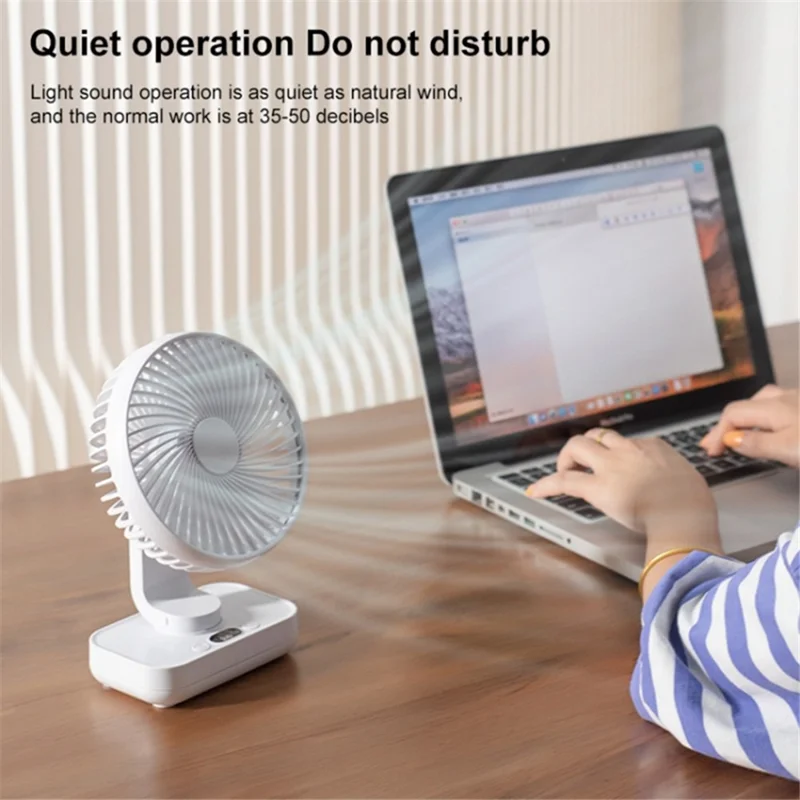 D606Y Digital Display Table Fan Automatic Shaking Head 4 Speeds Adjustable Desk Fan - Black