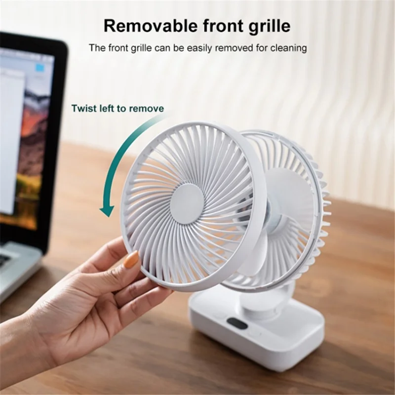 D606Y Digital Display Table Fan Automatic Shaking Head 4 Speeds Adjustable Desk Fan - Black