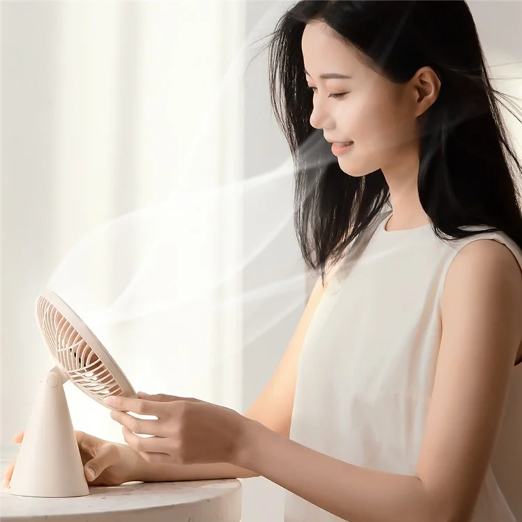SOTHING Forest Pro Desktop Fan 3 Wind Speeds Shaking Head USB Rechargeable Cooling Fan - Apricot