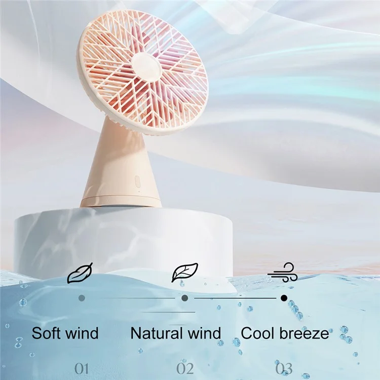 SOTHING Forest Pro Desktop Fan 3 Wind Speeds Shaking Head USB Rechargeable Cooling Fan - Apricot