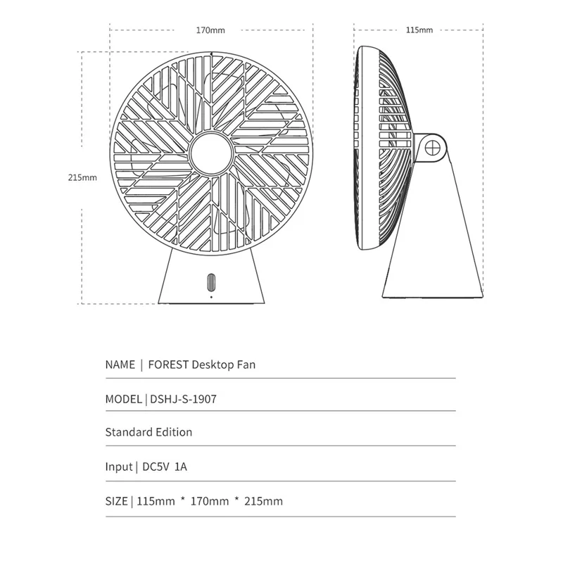 SOTHING Forest Desktop Fan USB Powered Mute Summer Cooling Fan for Home Office, EU Plug - Green