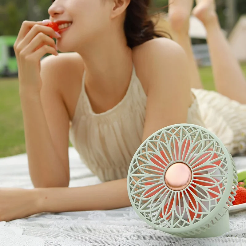 SOTHING Muguet Multifunction Desktop Fan Night Light USB Rechargeable Cooling Fan with Remote Control - Green