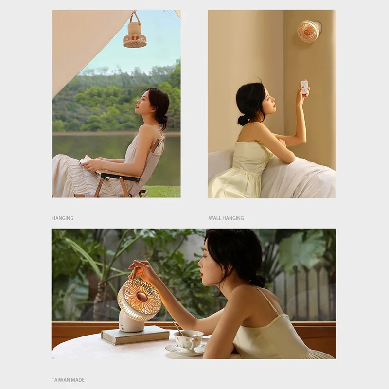 SOTHING Muguet Multifunction Desktop Fan Night Light USB Rechargeable Cooling Fan with Remote Control - Green