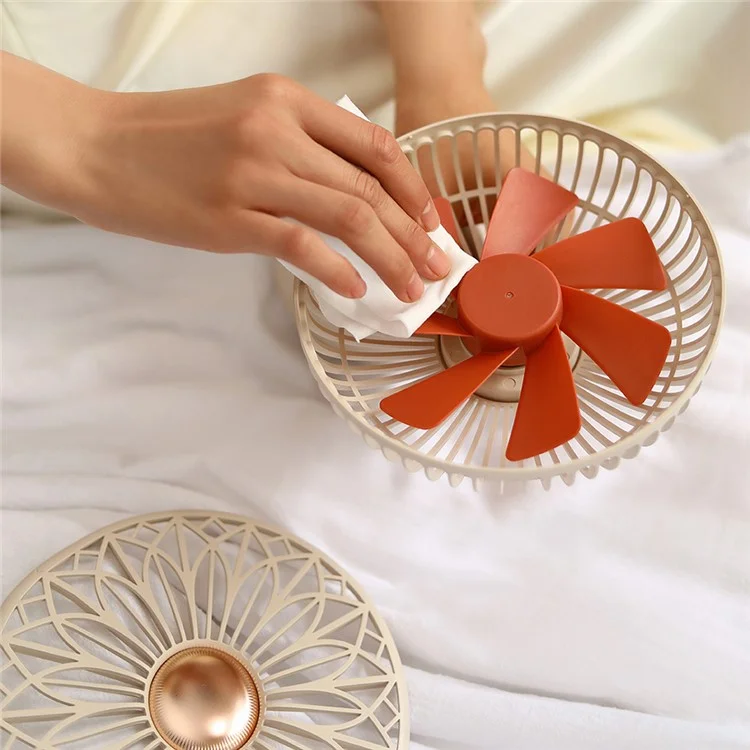 SOTHING Bridal Bouquet Desktop Fan Shaking Head USB Rechargeable Cooling Fan - Abricot