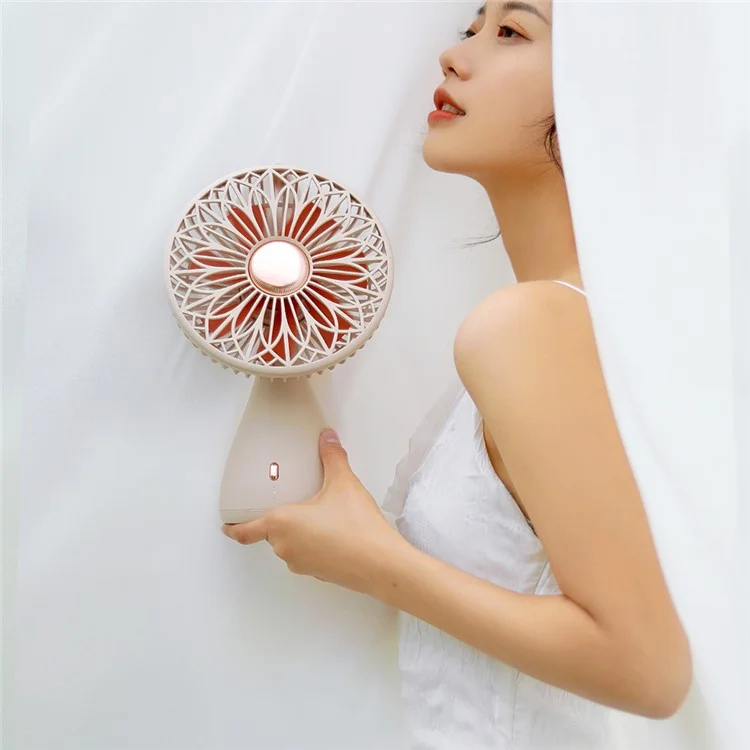 SOTHING Bridal Bouquet Desktop Fan Shaking Head USB Rechargeable Cooling Fan - Abricot