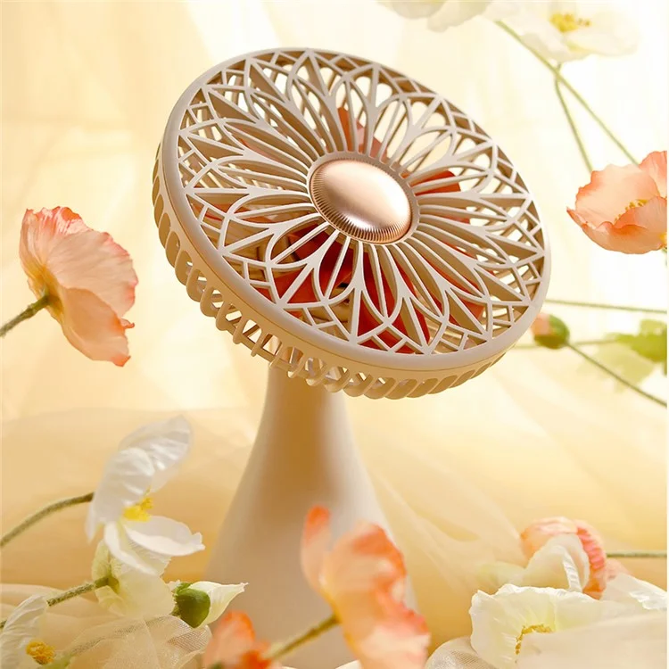 SOTHING Bridal Bouquet Desktop Fan Shaking Head USB Rechargeable Cooling Fan - Abricot