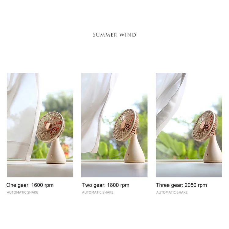 SOTHING Bridal Bouquet Desktop Fan Shaking Head USB Rechargeable Cooling Fan - Abricot