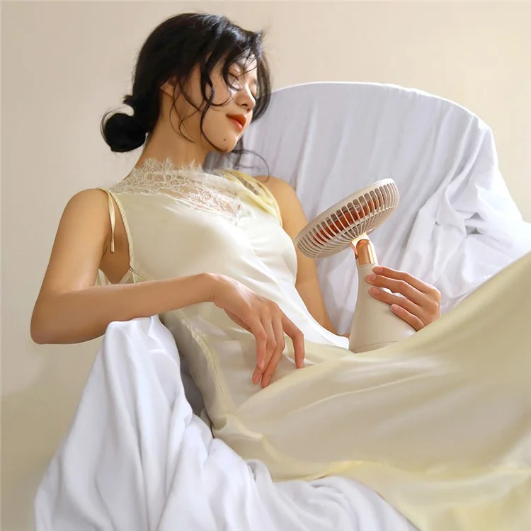 SOTHING Bridal Bouquet Desktop Fan Shaking Head USB Rechargeable Cooling Fan - Abricot