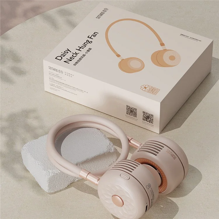 Ventilador USB recargable sin aspas con rotación de 360 grados montado en el cuello SOTHING - Albaricoque