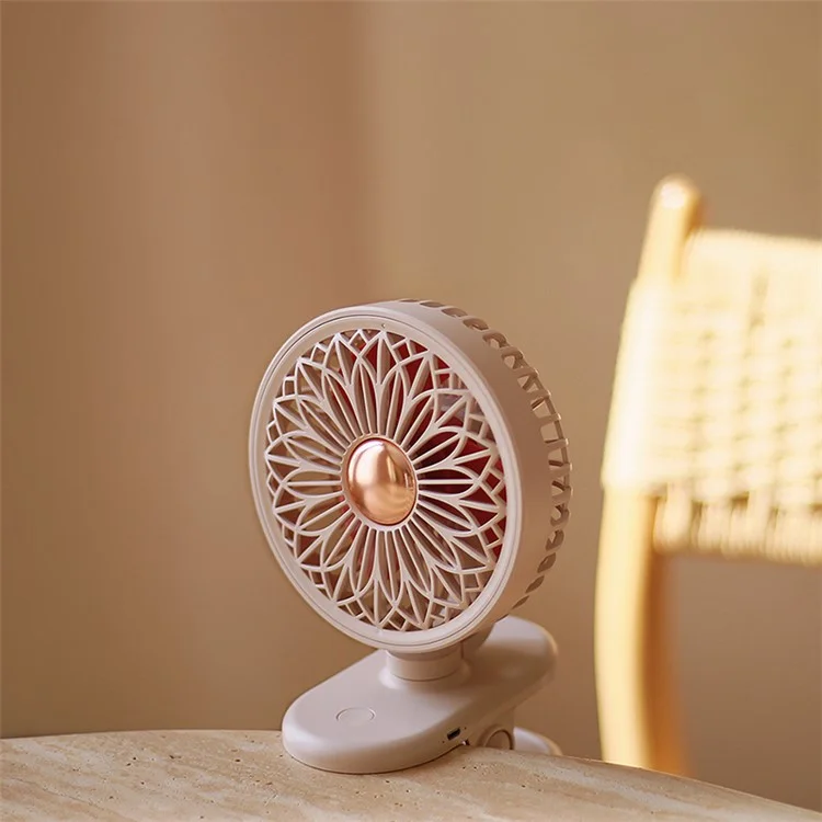 SOTHING Galsang Flower Clip-on Fan USB Recargable Ventilador de Escritorio Silencioso, 2000mAh - Albaricoque