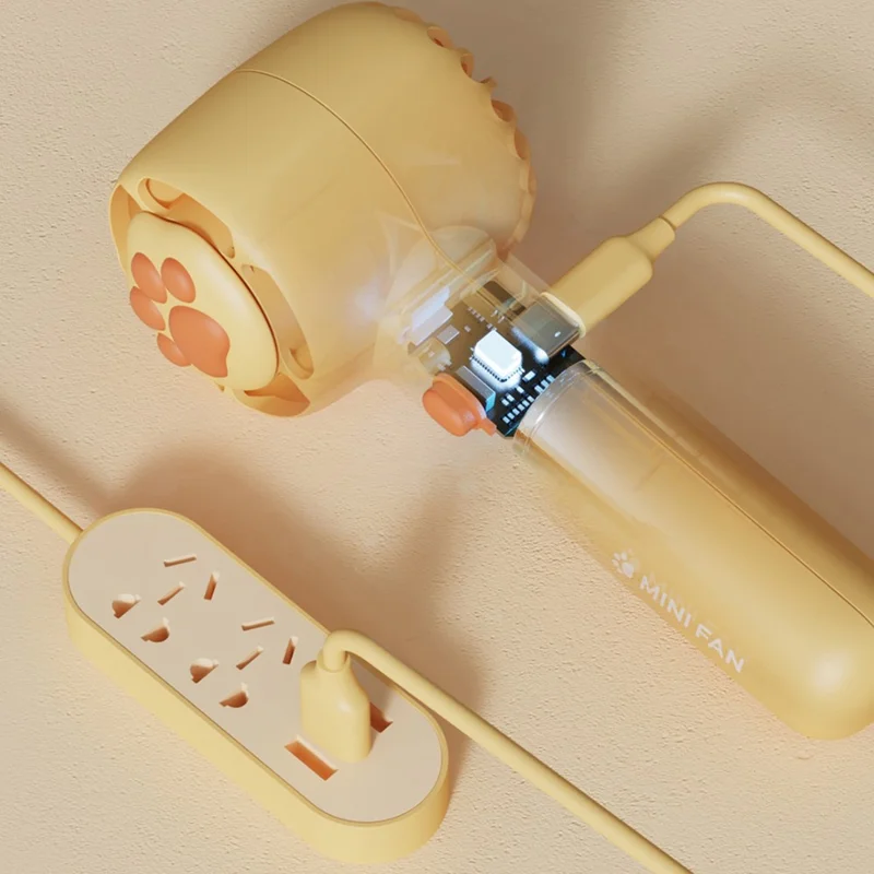 SOTHING FUN Portable Handheld Fan Cute Cat's Paw 3 Speed Fan Cooler Mini USB Strong Wind Personal Electric Small Fan - Blue