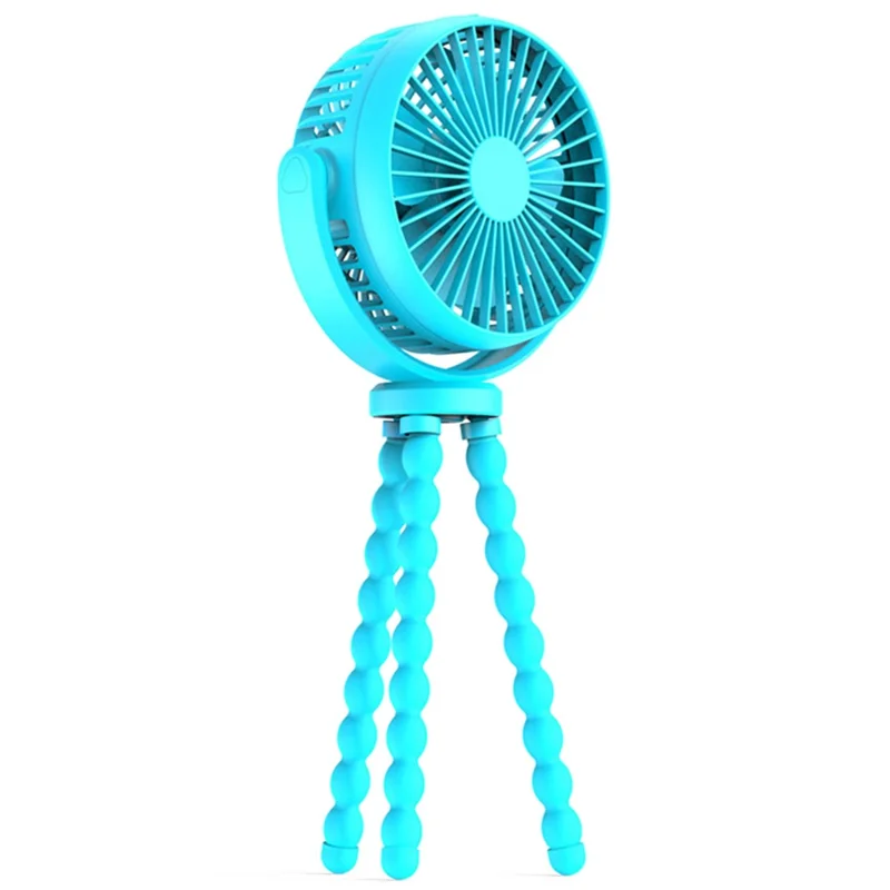 F1 Desktop Flexible Tripod Clip-On Small Fan Portable Mini Fan Outdoor Mute Stroller Handheld Fan - Blue