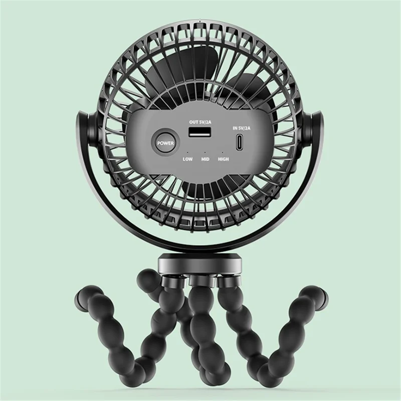 F1 Desktop Flexible Tripod Clip-On Small Fan Portable Mini Fan Outdoor Mute Stroller Handheld Fan - Blue