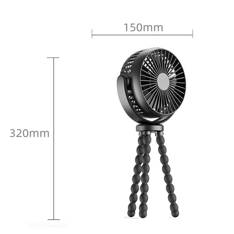 F1 Desktop Flexible Tripod Clip-On Small Fan Portable Mini Fan Outdoor Mute Stroller Handheld Fan - Blue