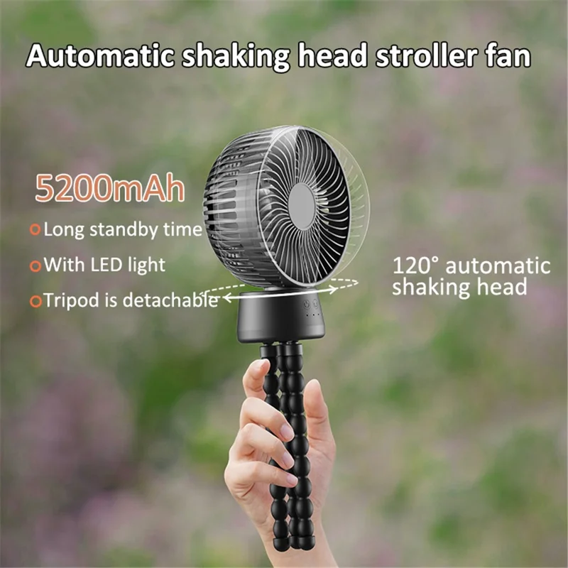 F1 Desktop Flexible Tripod Clip-On Small Fan Portable Mini Fan Outdoor Mute Stroller Handheld Fan - Blue