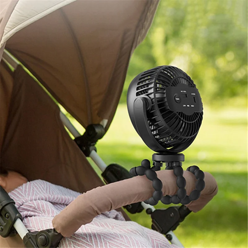 F1 Desktop Flexible Tripod Clip-On Small Fan Portable Mini Fan Outdoor Mute Stroller Handheld Fan - Blue