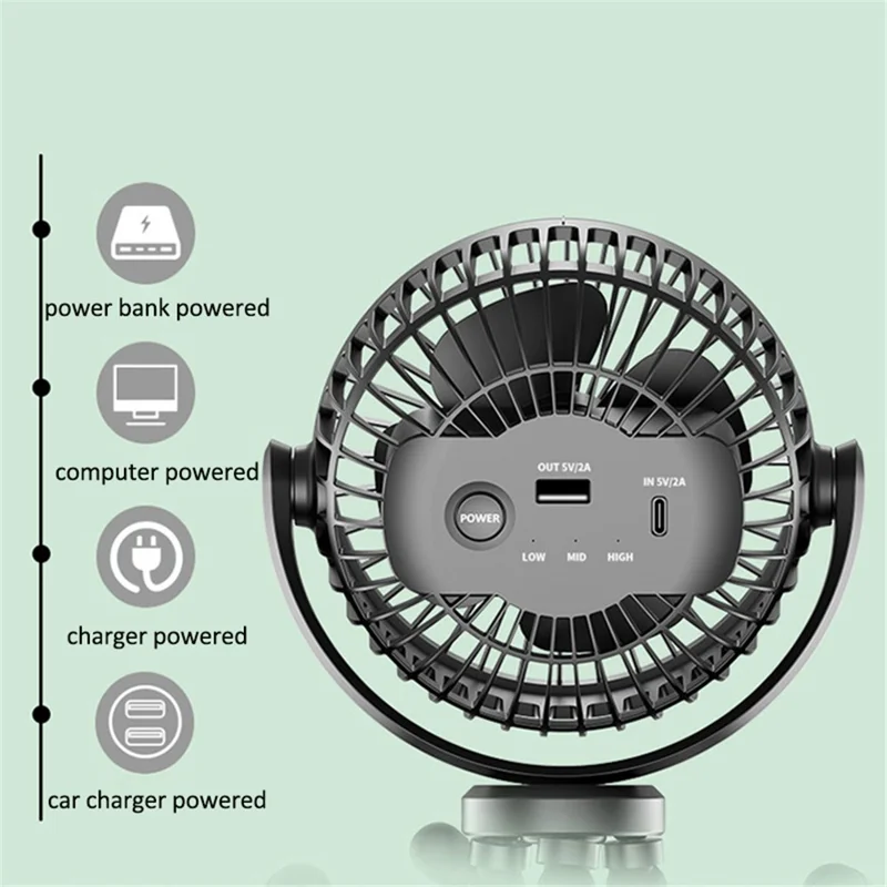 F1 Desktop Flexible Tripod Clip-On Small Fan Portable Mini Fan Outdoor Mute Stroller Handheld Fan - Blue