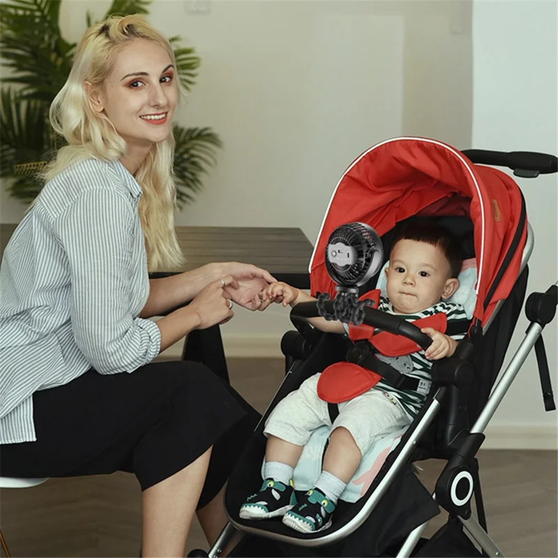F1 Desktop Flexible Tripod Clip-On Small Fan Portable Mini Fan Outdoor Mute Stroller Handheld Fan - Blue