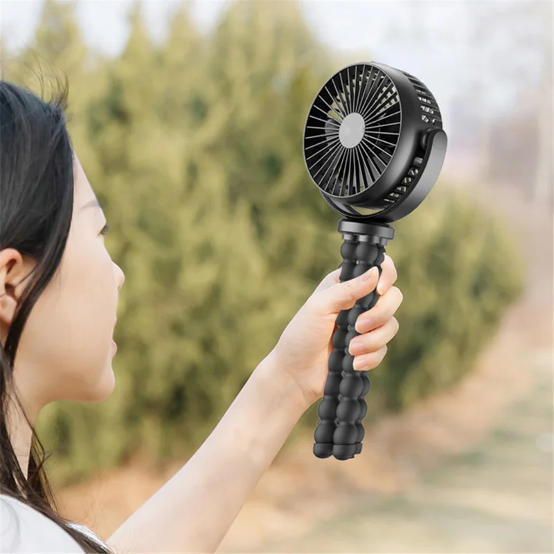 F1 Desktop Flexible Tripod Clip-On Small Fan Portable Mini Fan Outdoor Mute Stroller Handheld Fan - Blue