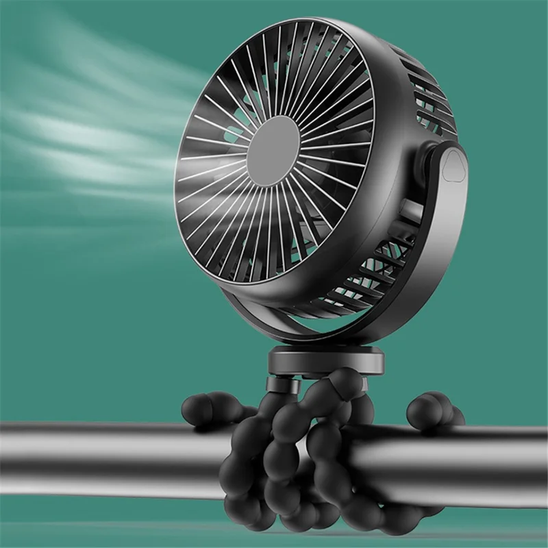 F1 Desktop Flexible Tripod Clip-On Small Fan Portable Mini Fan Outdoor Mute Stroller Handheld Fan - Blue