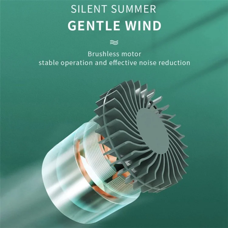 Negative Ion Air Purification Mini Fan 3 Gears Cooling Bladeless Fan with Neck Strap - Grün