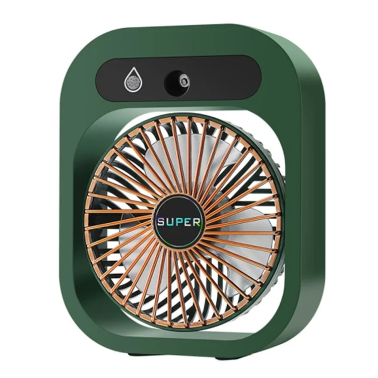 Nano Spray Humidifying Fan USB Recargable Portátil Ventilador de Escritorio de Enfriamiento, 1200mAh - Verde
