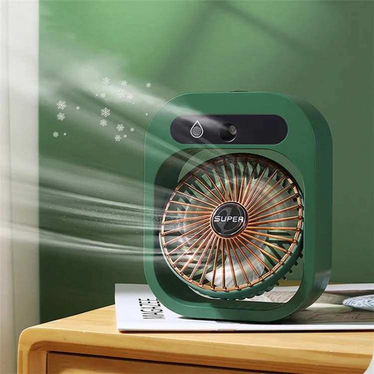 Nano Spray Humidifying Fan USB Recargable Portátil Ventilador de Escritorio de Enfriamiento, 1200mAh - Verde