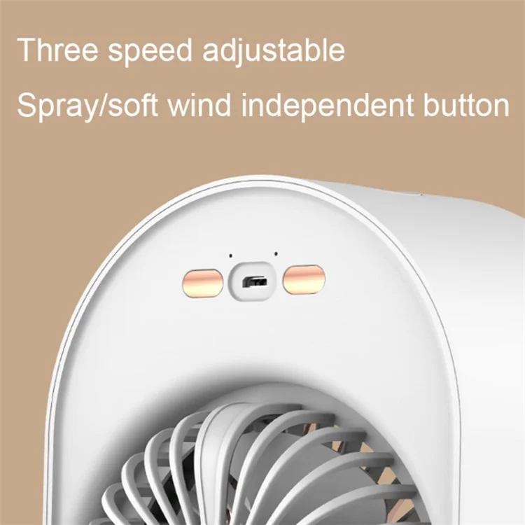 USB-betriebener Luftbefeuchter-Tischventilator, Nebelventilator mit Nachtbeleuchtung - Weiß
