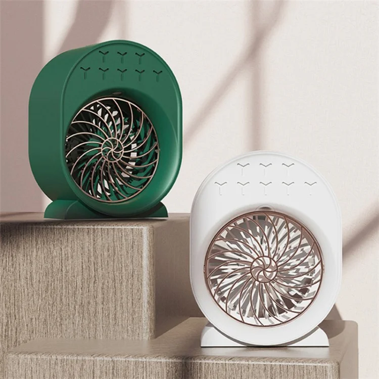 USB-betriebener Luftbefeuchter-Tischventilator, Nebelventilator mit Nachtbeleuchtung - Weiß