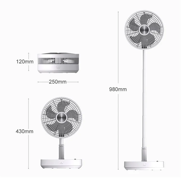 P2000 Portable Foldable Telescopic Desk Fan Rechargeable Cooling Fan 10800mAh Power Bank