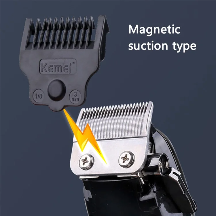 KEMEI KM-1990PG Tragbarer Hochleistungs-Haarschneider mit LCD-Digitalanzeige, batteriebetrieben, Haarschneidemaschine (mit Ölbehälter) - Schwarz
