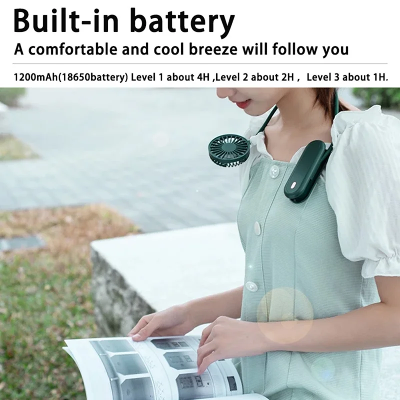 N2 Portable Handheld Fan Brushless Motor Neck-Mounted Mini Cooling Fan - Pink