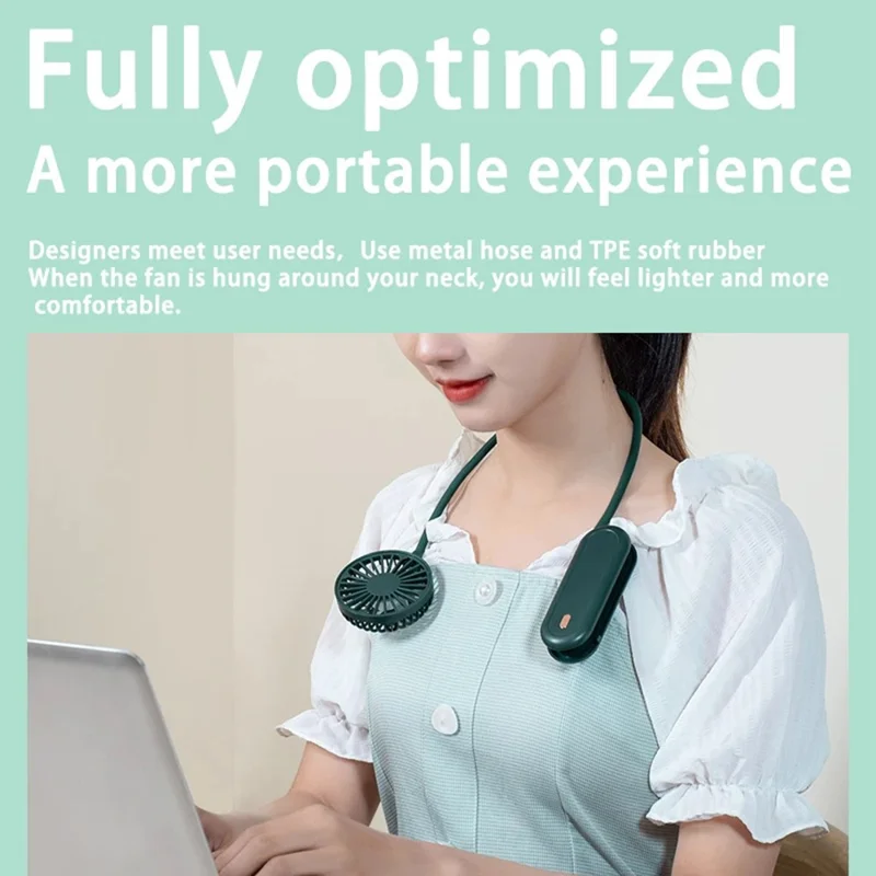 N2 Portable Handheld Fan Brushless Motor Neck-Mounted Mini Cooling Fan - Pink