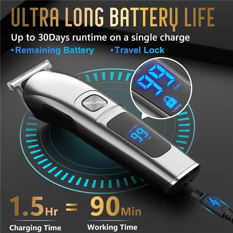 UFREE UF-1176 Multifunktionales Smart Hair Grooming Kit Elektrischer Haarschneider, Digitales Display Rasierer