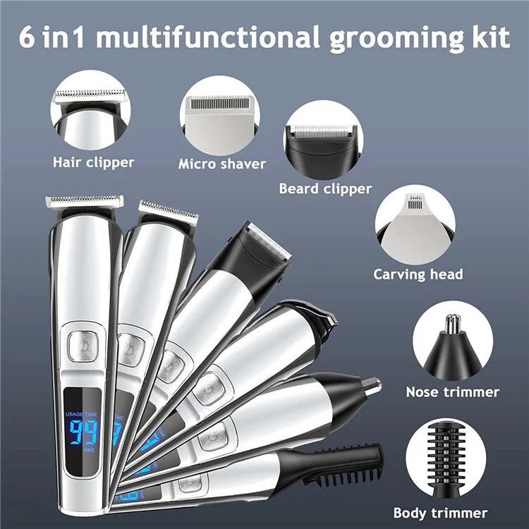 UFREE UF-1176 Multifunktionales Smart Hair Grooming Kit Elektrischer Haarschneider, Digitales Display Rasierer
